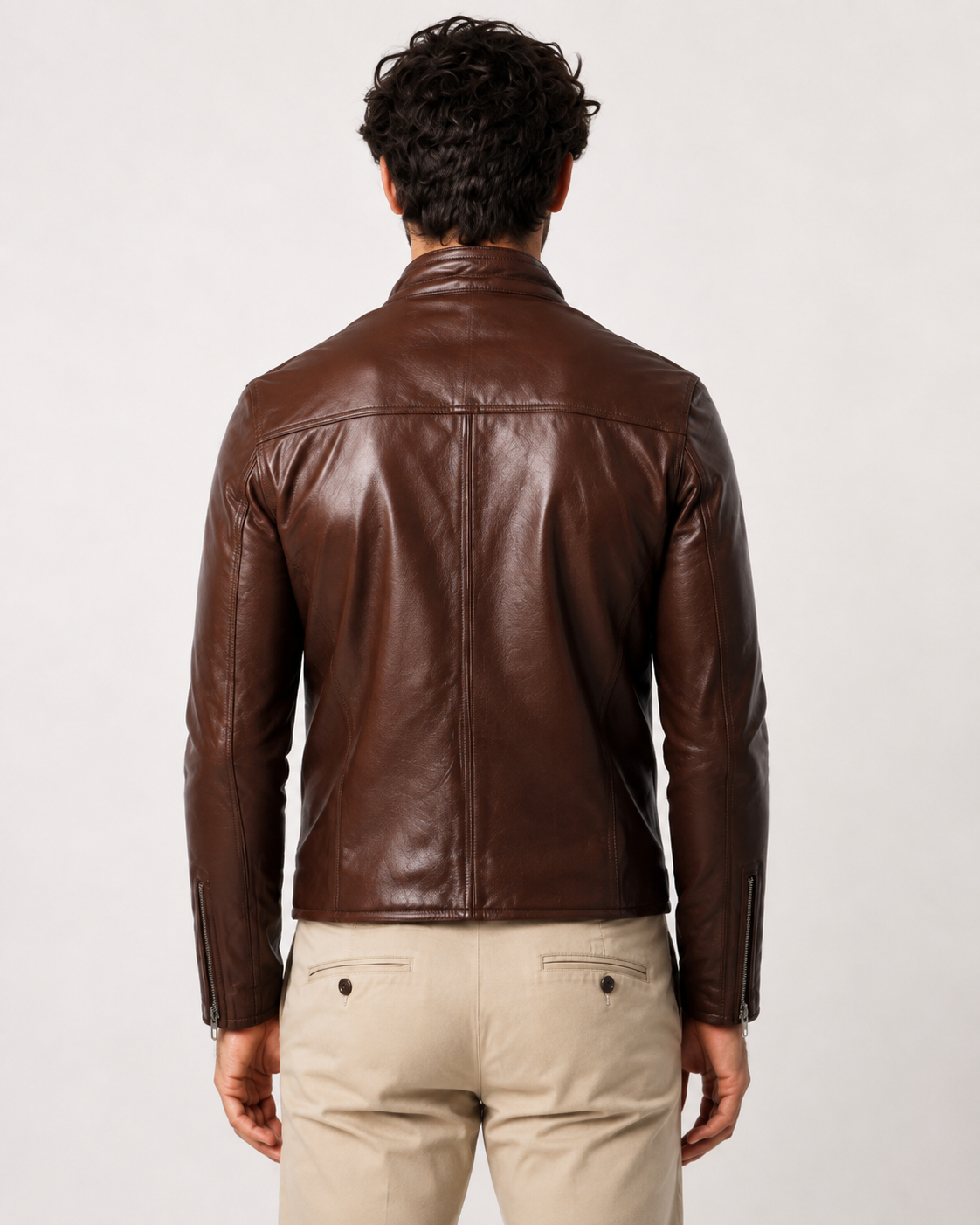 Dakota Luxe Brown Leather Biker Jacket