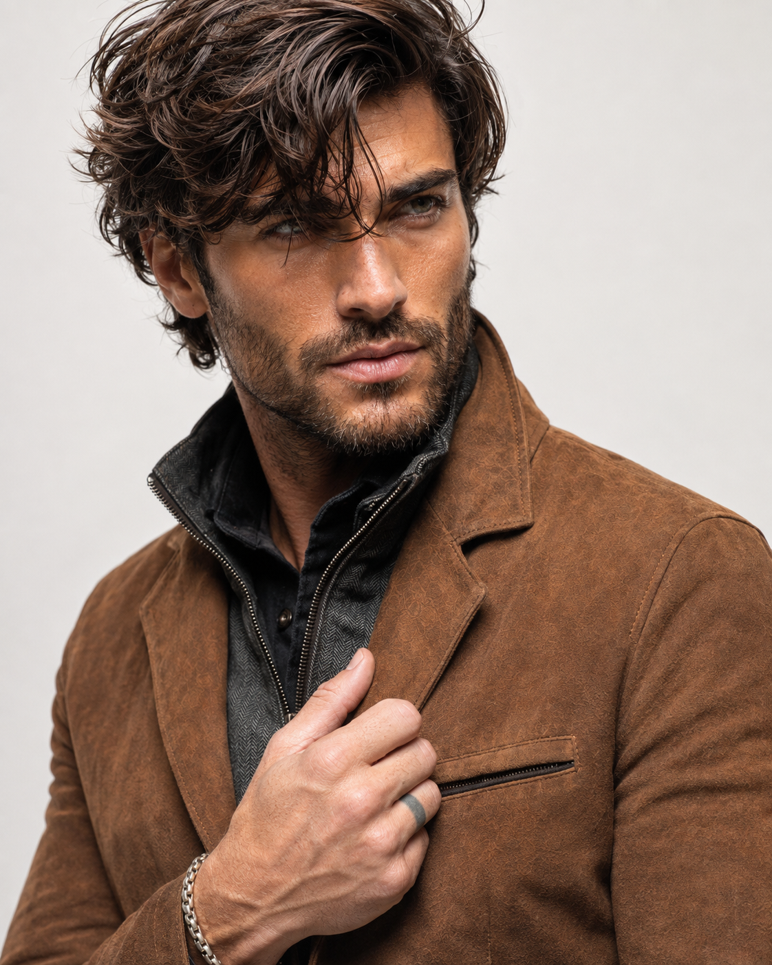 Caramel Brown Suede Blazer - Men's Tailored Sport Coat
