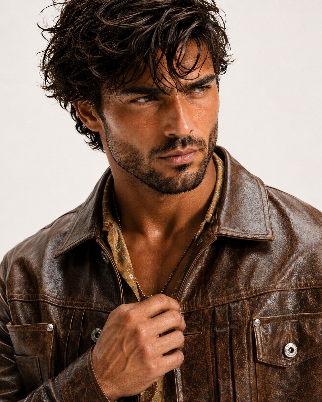 Tobacco Storm Brown Leather Trucker Jacket