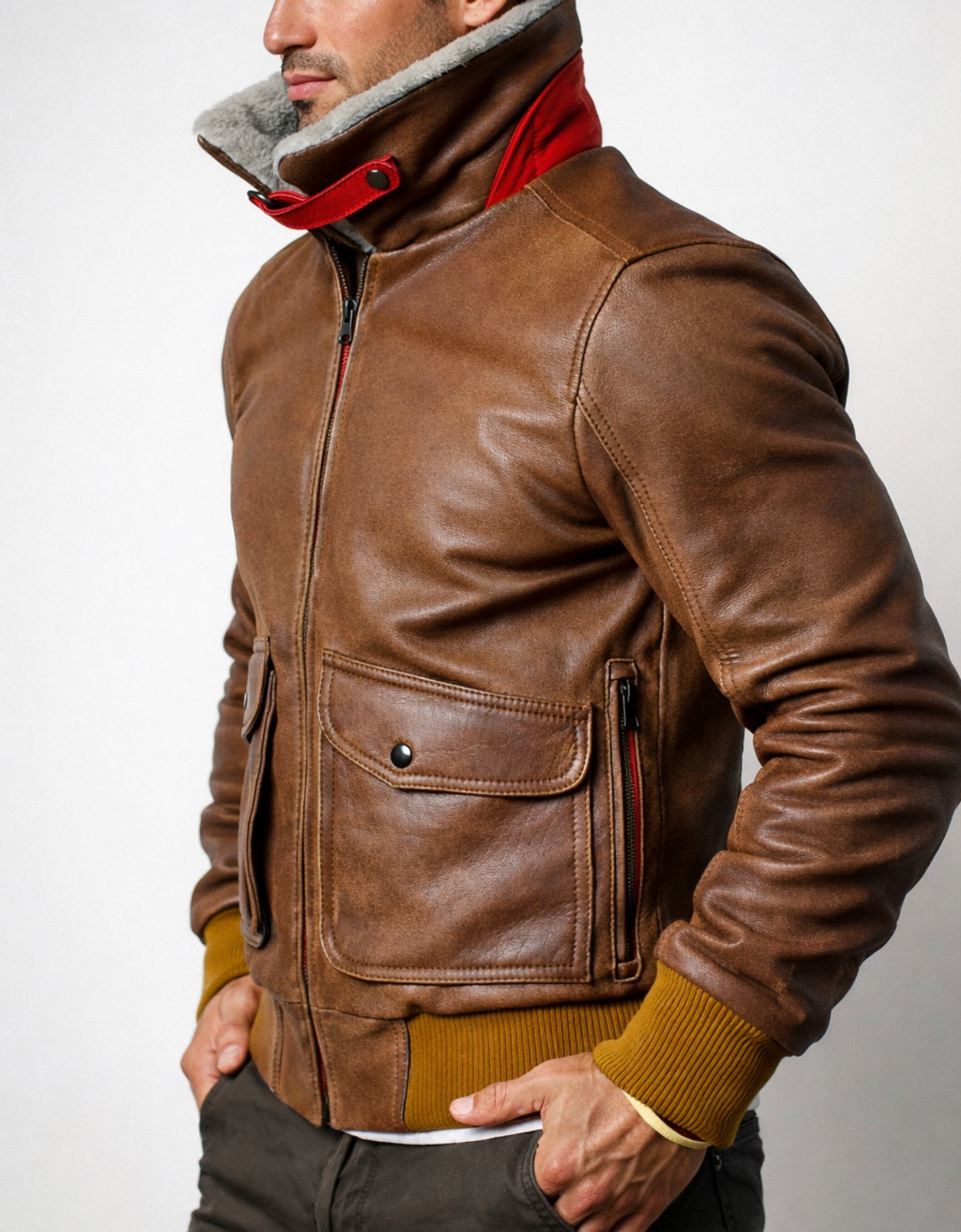 Aviator Valor Brown Suede Bomber Leather Jacket