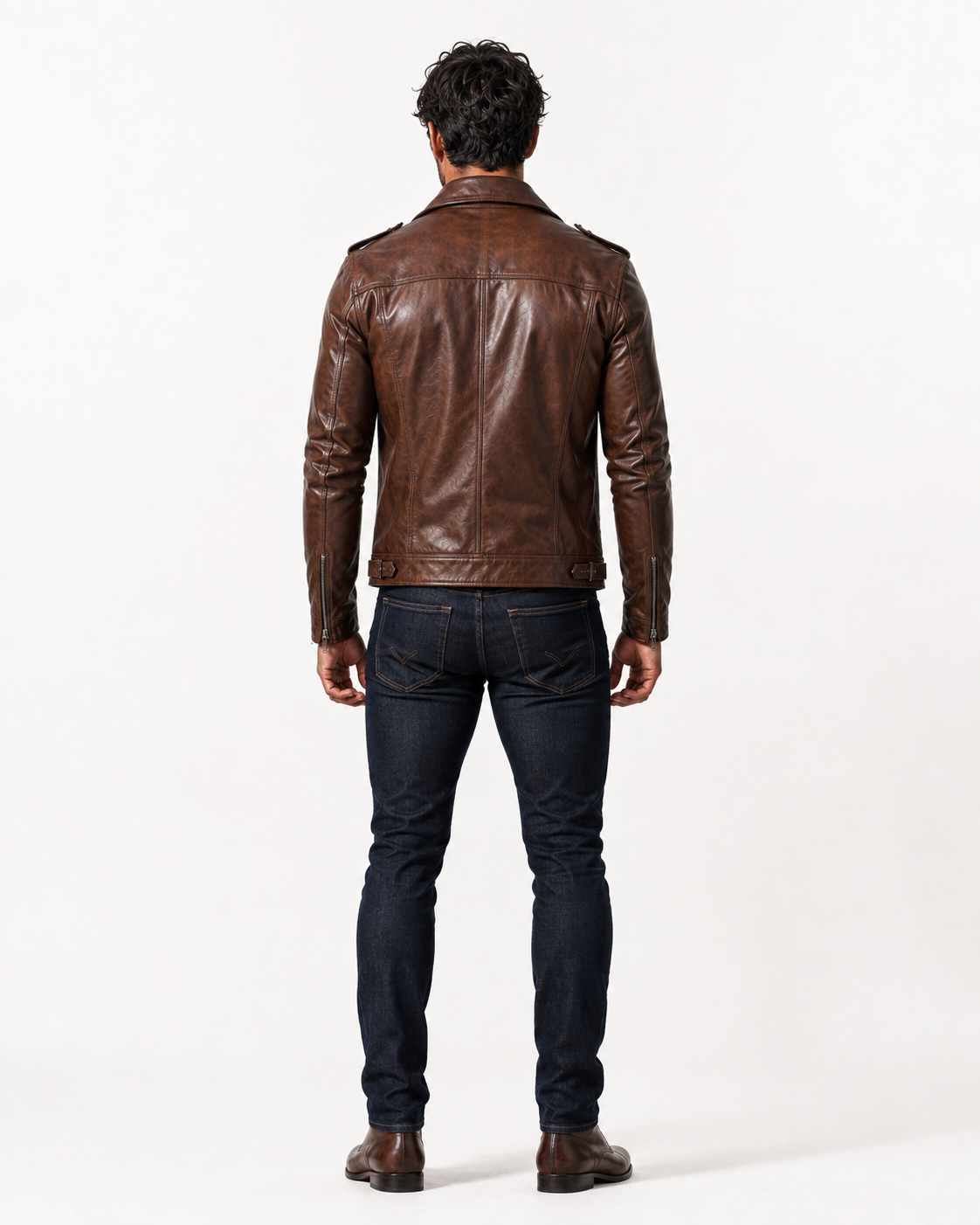 The VEYN Brown Sheepskin Moto Jacket | Daaran – interior lining view