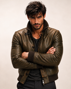 Vintage Brown Leather Bomber Jacket – Daaran Ravvion