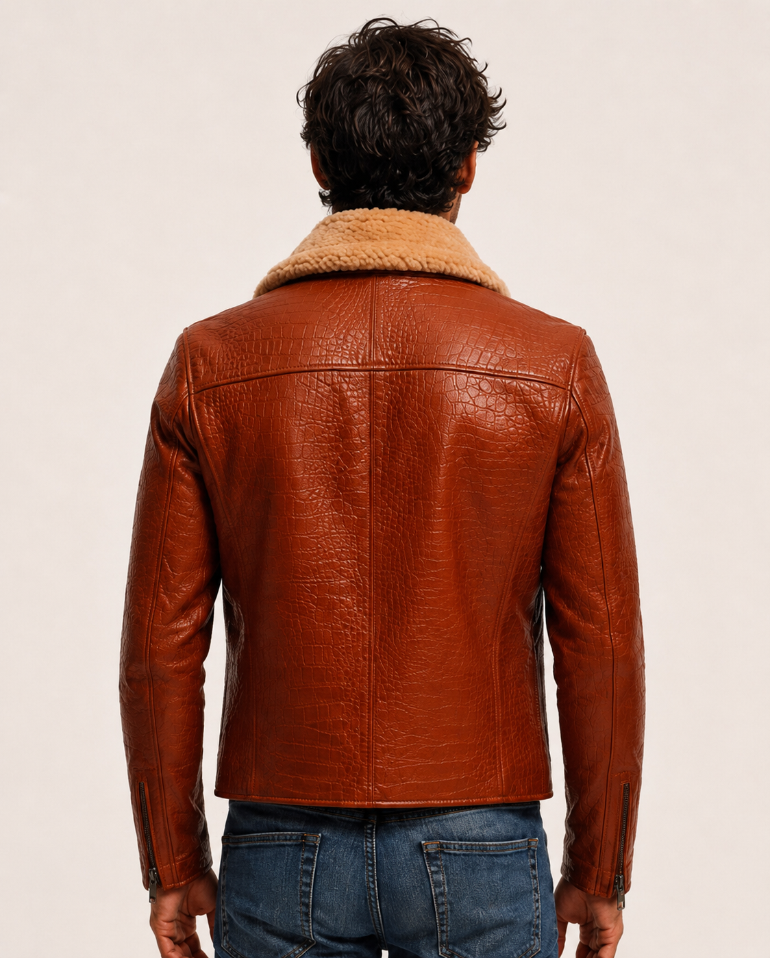 Heritage Aviator Shearling Camel Brown Leather Bomber Jacket