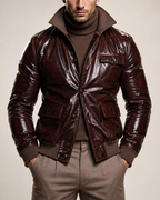 Dark Brown Sheepskin Leather Jacket Sable by Daaran