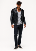 Raven Black Leather Biker Jacket