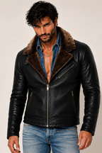 Dark Brown Shearling Aviator Jacket – Ravenline