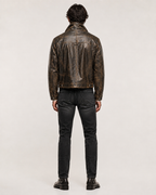 Distressed Brown Trucker Jacket – Daaran Rustell – three-quarter view