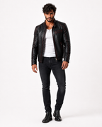 Shadow Blaze Black Leather Biker Jacket