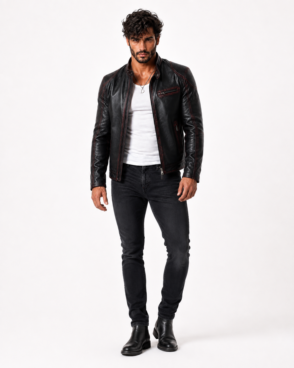 Shadow Blaze Black Leather Biker Jacket