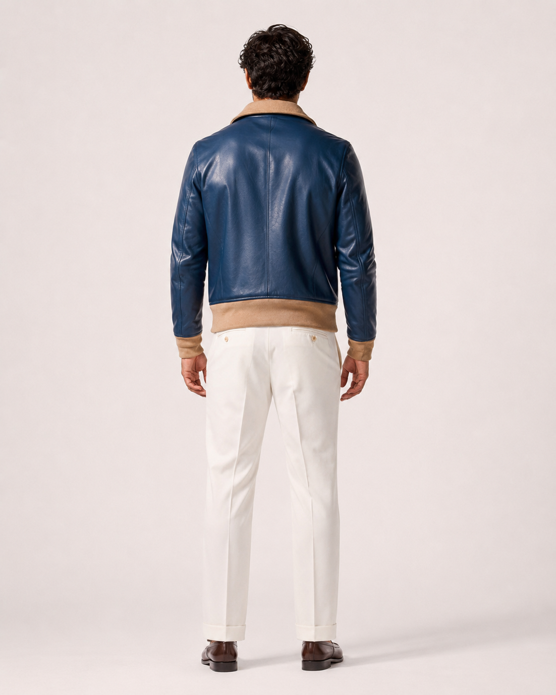 Azure Falcon Royal Blue Leather Bomber Jacket
