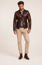 Brown Genuine Sheep Leather Jacket for Men - Daaran Wanderer