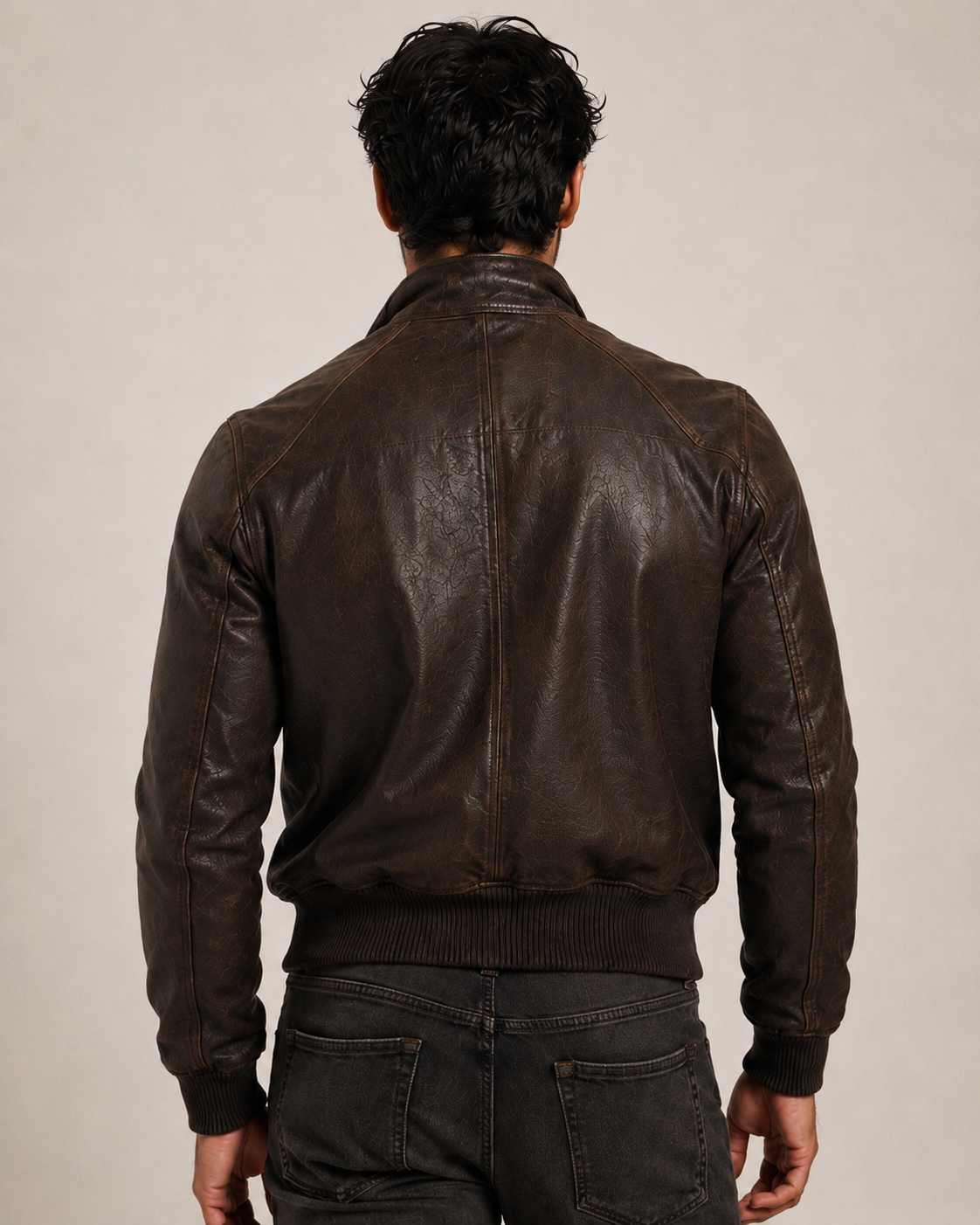 Brown Distressed Sheep Leather Bomber Jacket – Brunnero