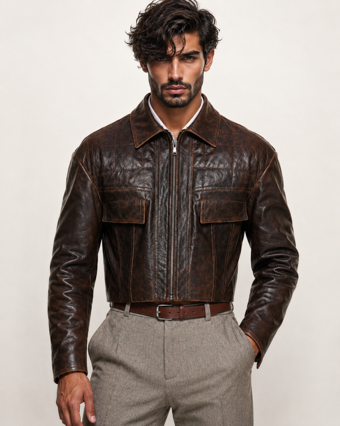 Ironwood Realm Distressed Brown Leather Jacket