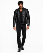 Midnight Vortex Black Leather Moto Jacket