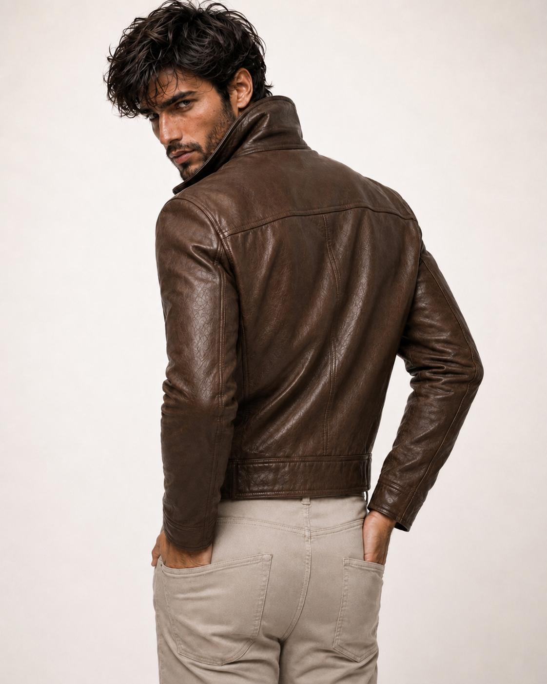 Ashborne Brown Leather Bomber Jacket