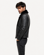 Obsidian Reign Black Leather Shearling Jacket