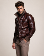 Dark Brown Sheepskin Leather Jacket Sable by Daaran