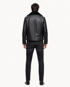 Obsidian Reign Black Leather Shearling Jacket