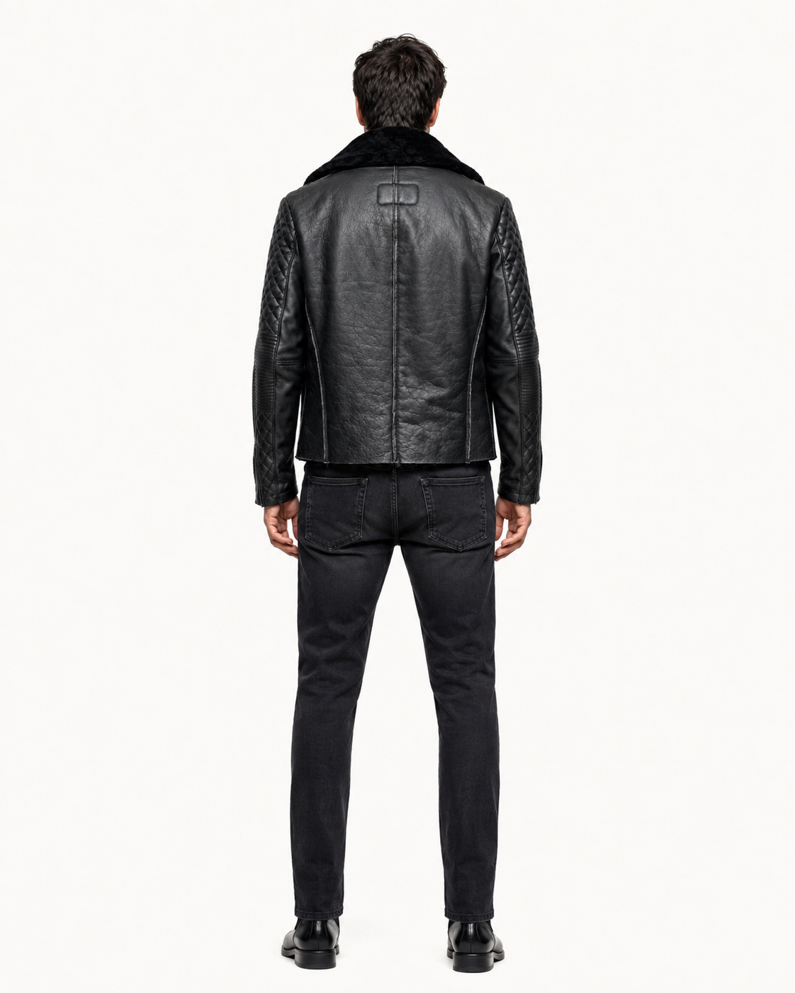 Obsidian Reign Black Leather Shearling Jacket
