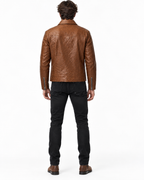 Montaro Luxe Rider Brown Leather Trucker Jacket