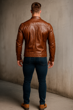 Urban Raider Brown Leather Biker Jacket