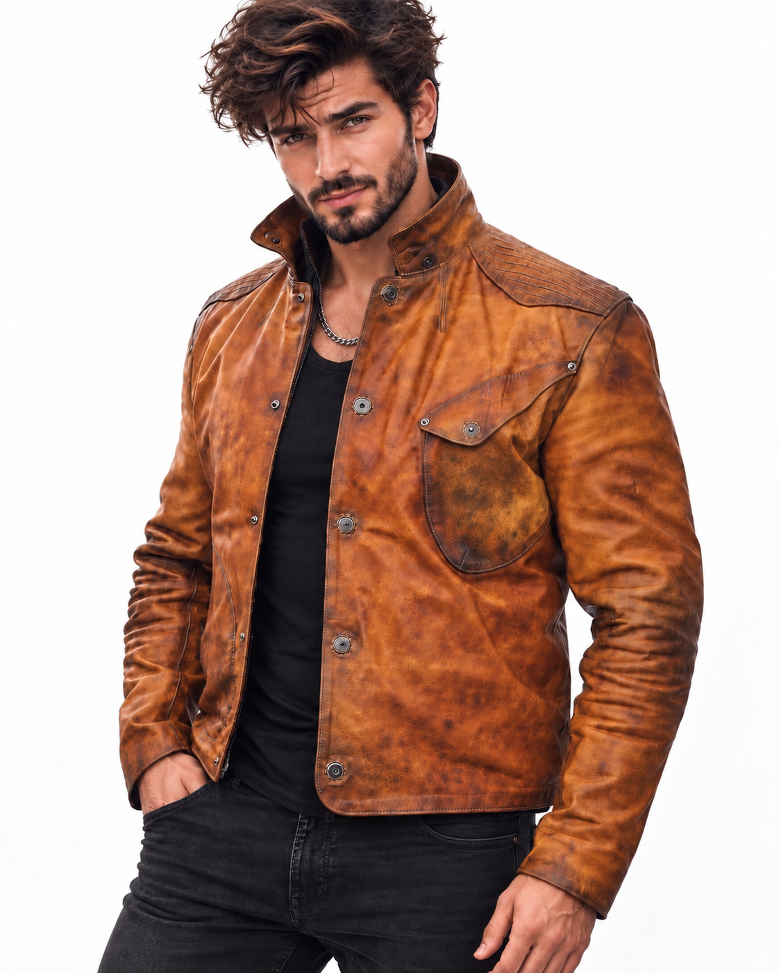 Dravenor by Daaran Cognac Burnished Leather Jacket