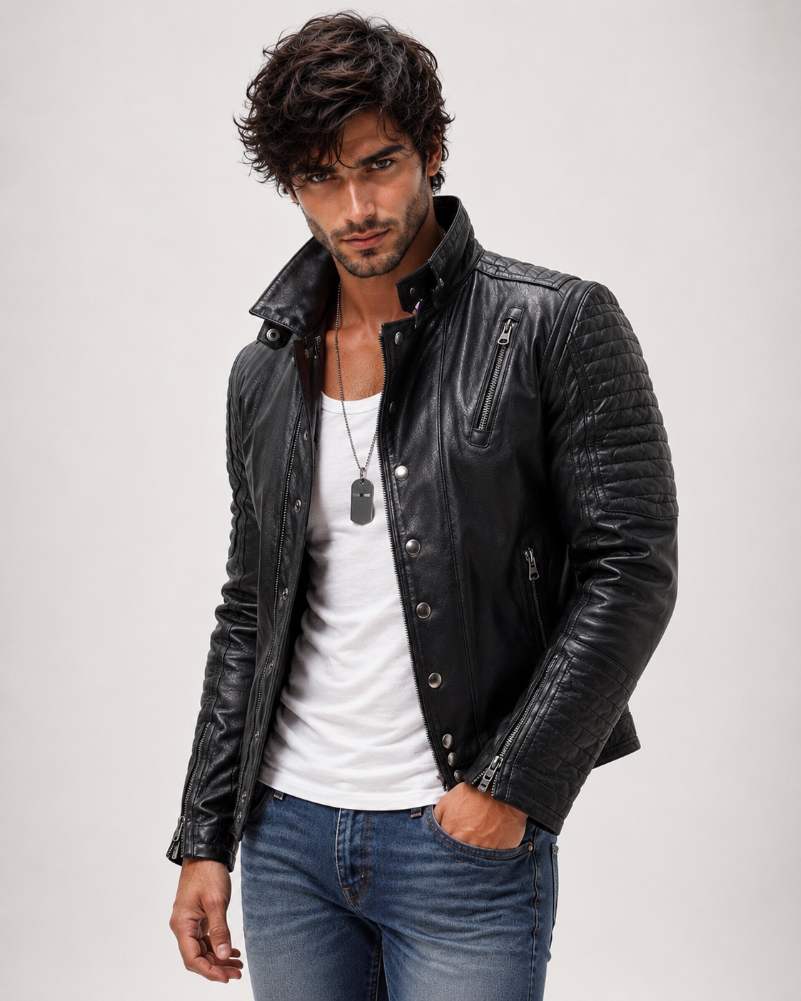 Urban Valor Black Leather Biker Jacket