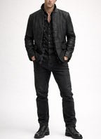 Vault Black Suede Leather Jacket for Men