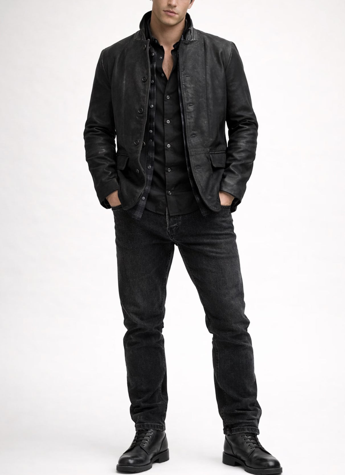 Vault Black Suede Leather Jacket for Men