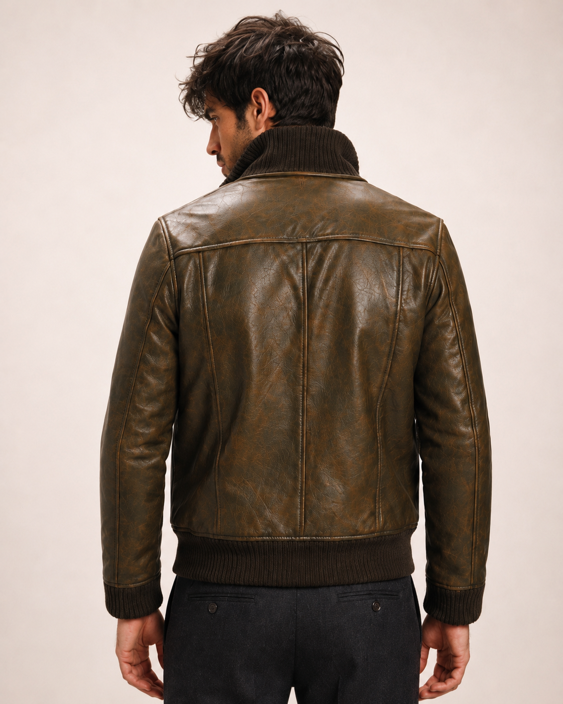 Vintage Brown Leather Bomber Jacket – Daaran Ravvion