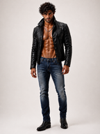 Urban Valor Black Leather Biker Jacket