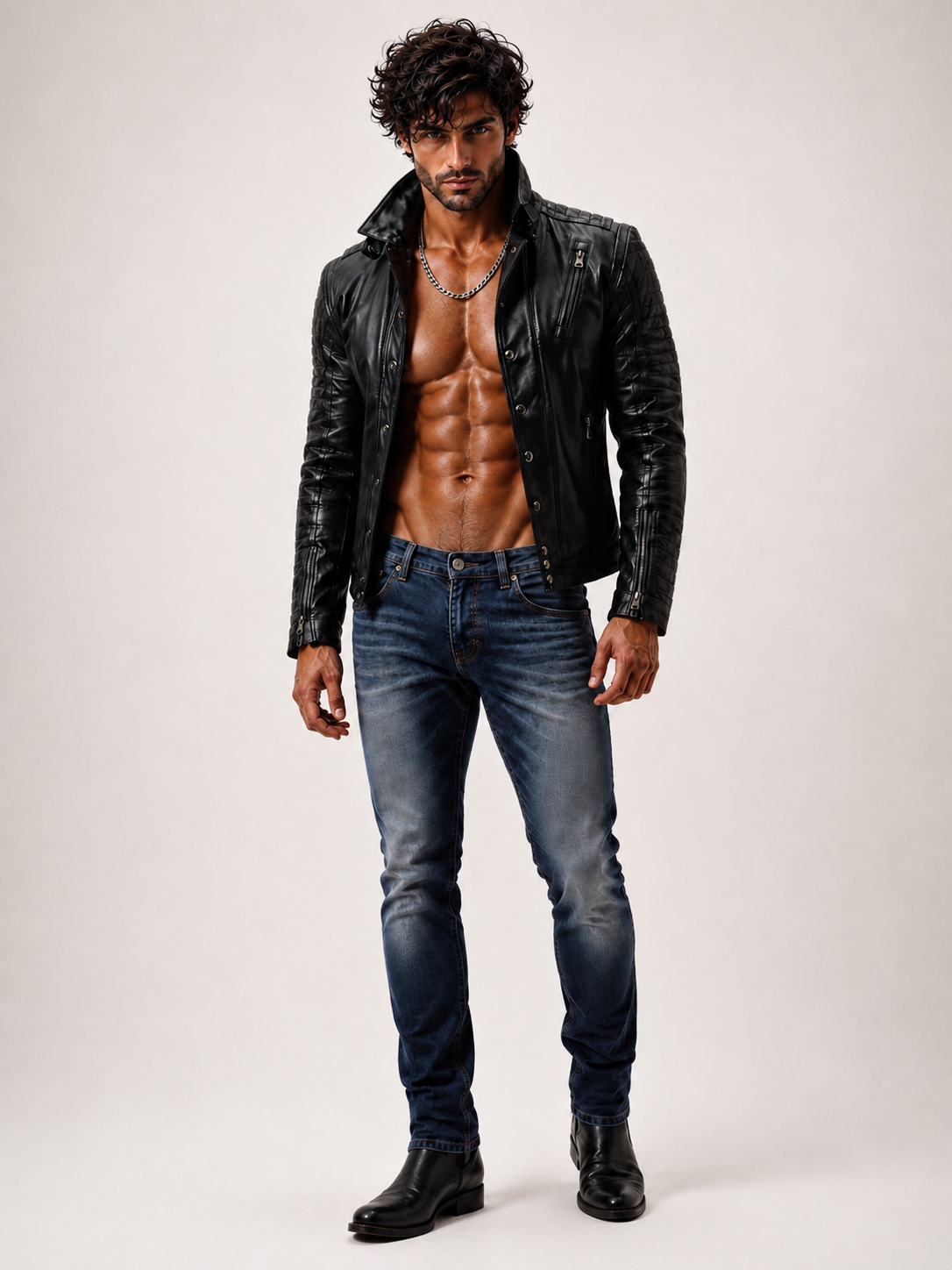Urban Valor Black Leather Biker Jacket