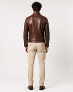 Dakota Luxe Brown Leather Biker Jacket