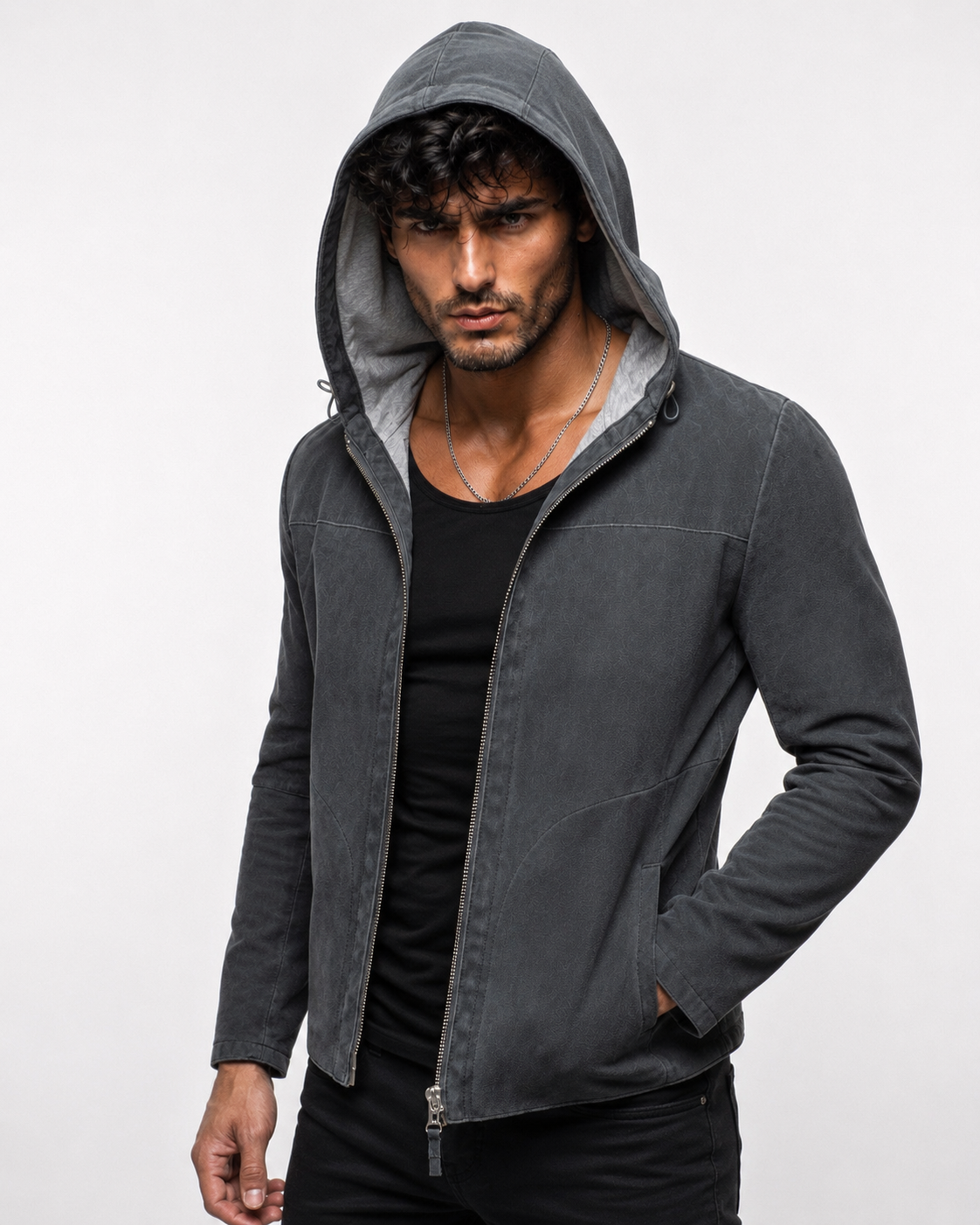 Elano Charcoal Gray Suede Leather Jacket