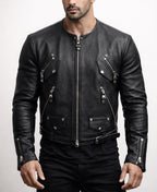Vero Black Cropped Biker Leather Jacket