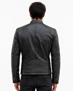 Distressed Green Sheep Leather Biker Jacket