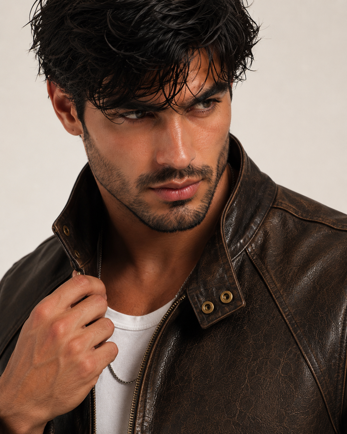 Brown Distressed Sheep Leather Bomber Jacket – Brunnero