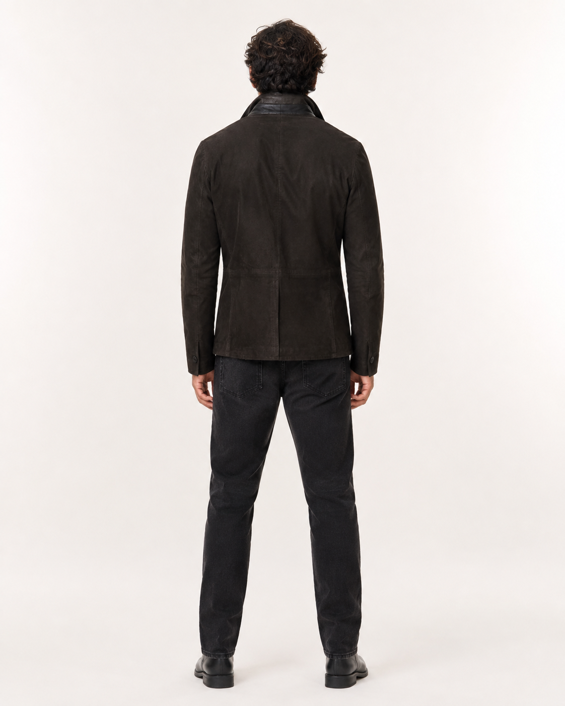 Black Suede Blazer Jacket – Daaran Savren – three-quarter view