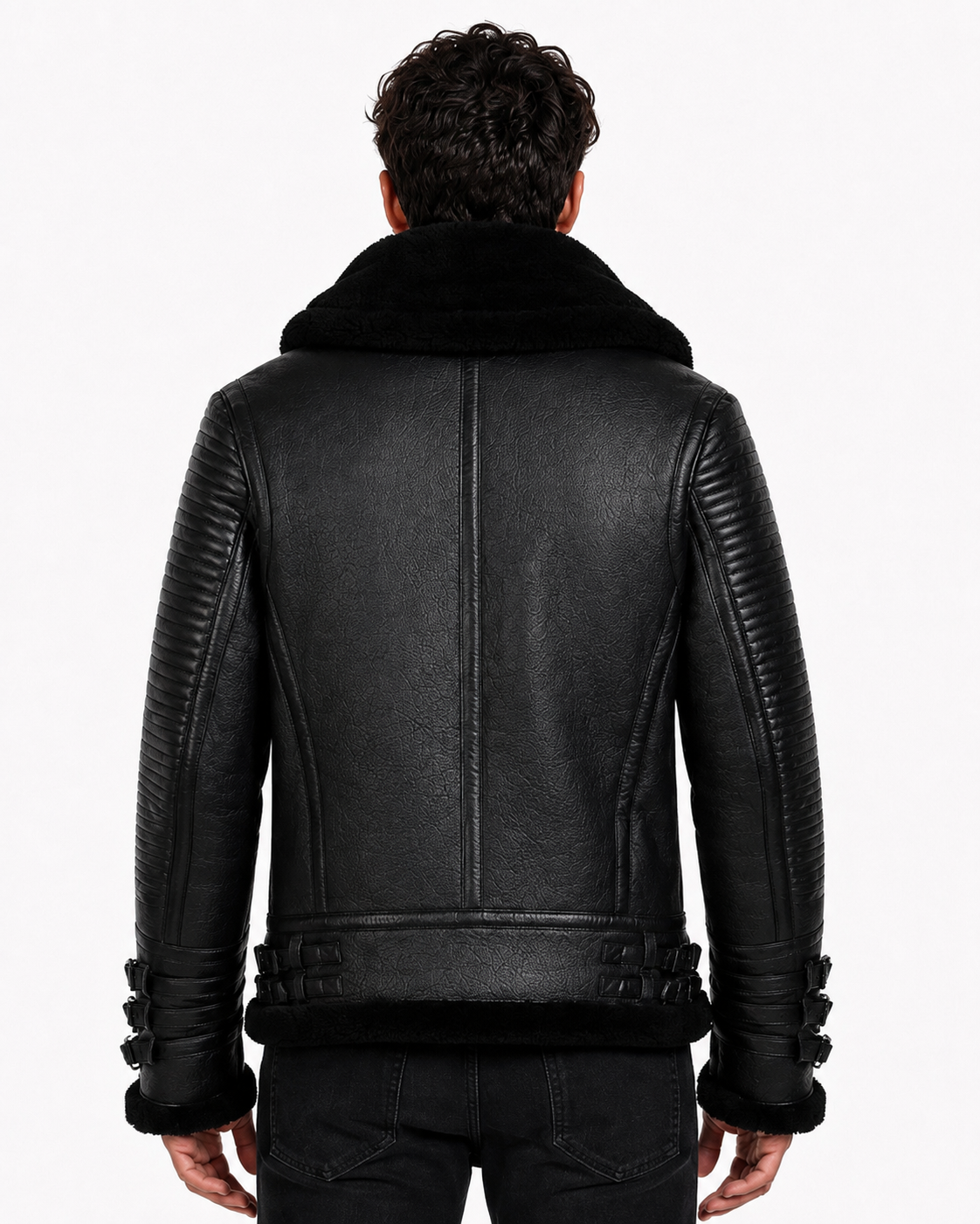 Shadow Sentinel Black Leather Aviator Jacket