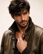 Vintage Brown Leather Bomber Jacket – Daaran Ravvion
