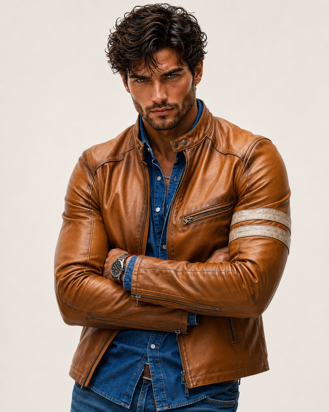 El Toro Tan Leather Café Racer Jacket | Daaran – side profile view