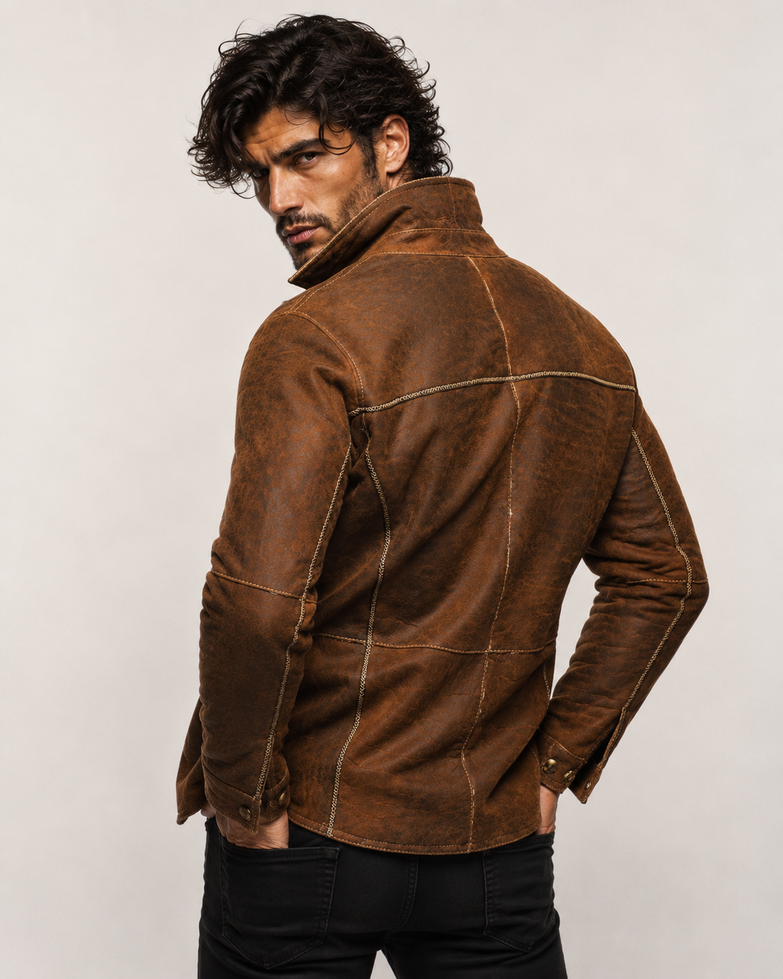 RustRidge Distressed Brown Suede Leather Jacket