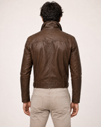 Ashborne Brown Leather Bomber Jacket