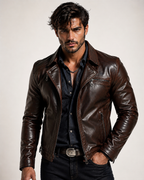 Vintage Cognac Sheep Leather Moto Jacket