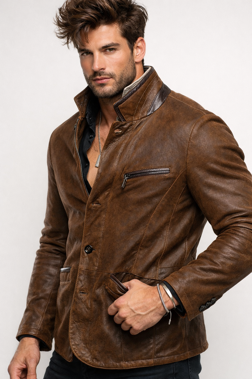 Roma Heritage Brown Leather Jacket