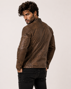 Havoc Racer Distressed Brown Leather Cafe Racer Jacket