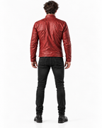 Rovek by Daaran Red Distressed Sheep Leather Moto Jacket