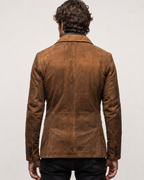 Caramel Brown Suede Blazer - Men's Tailored Sport Coat