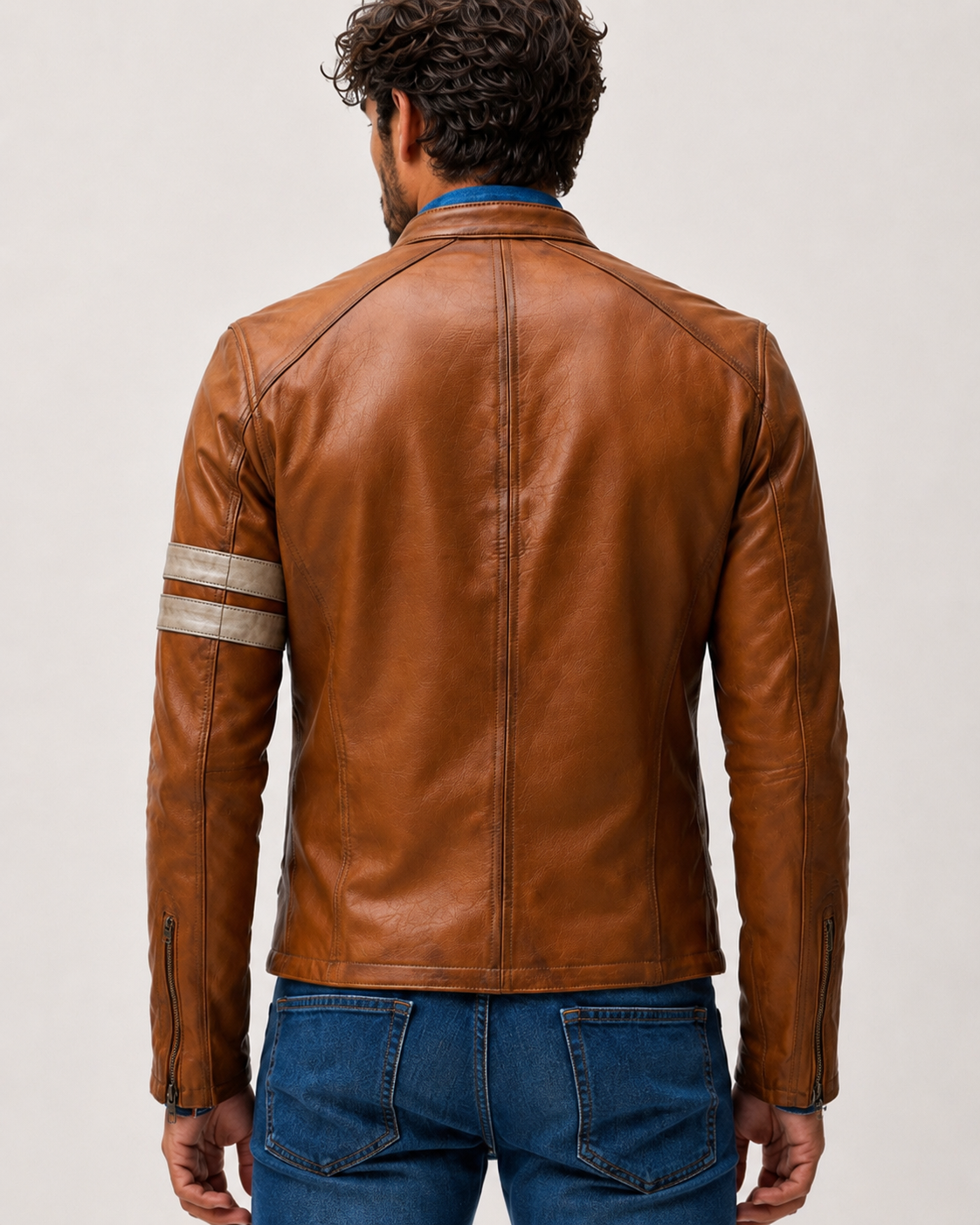 El Toro Tan Leather Café Racer Jacket | Daaran – interior lining view