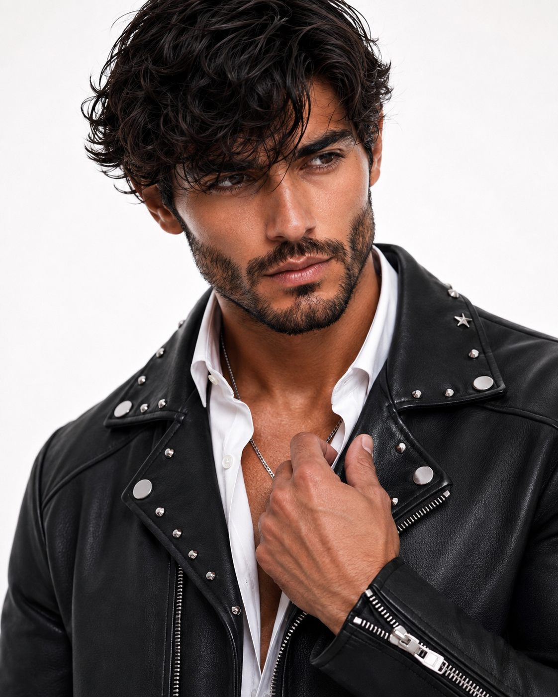 Midnight Rebel Black Leather Biker Jacket
